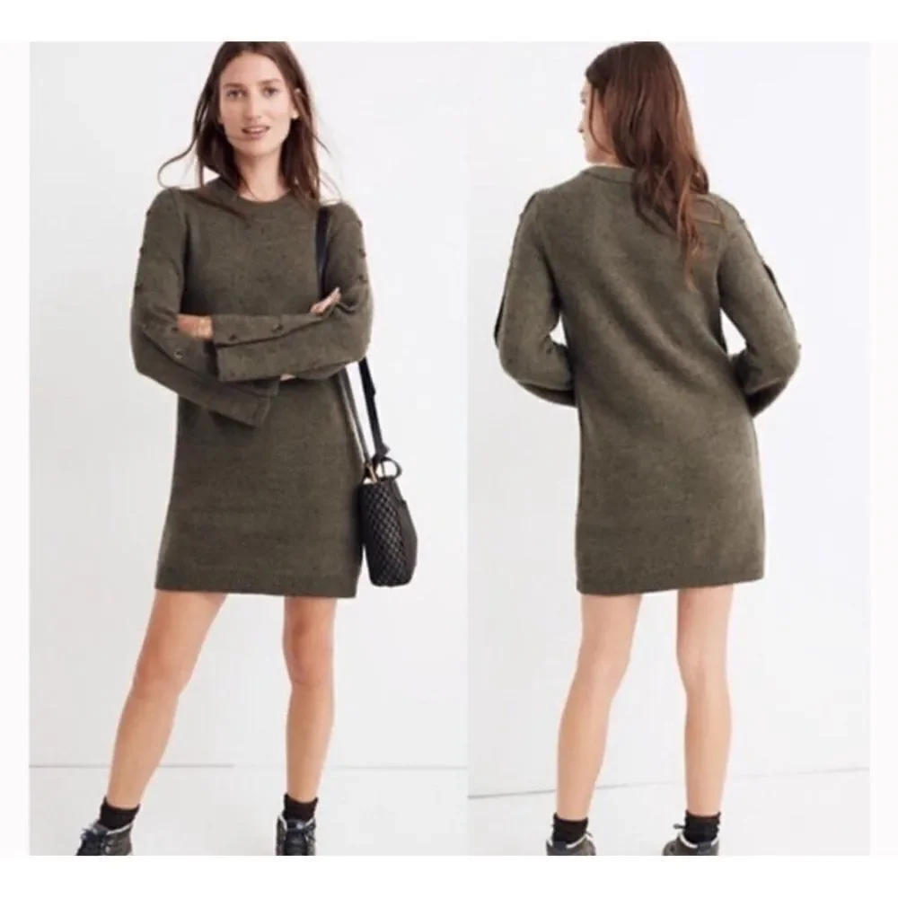 Madewell Donegal Button Sleeve Sweater Mini Dress Size XXS - Picture 8 of 11